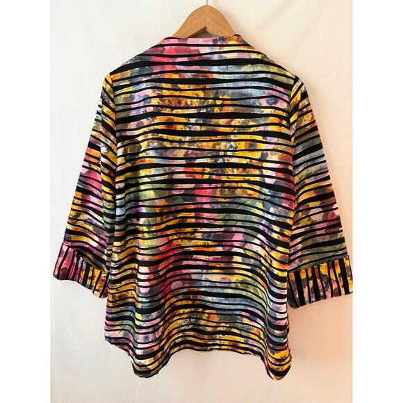 ic by Connie K Asymmetrical One Button Swing Jacket Artsy Art to Wear Abstract M - Picture 6 of 8